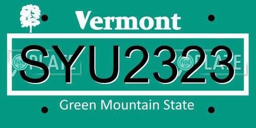SYU2323 Vermont License Plate