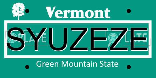 SYUZEZE Vermont License Plate