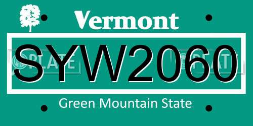 SYW2060 Vermont License Plate