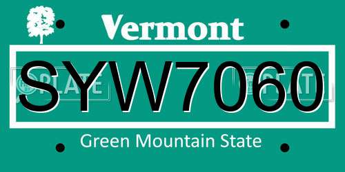 SYW7060 Vermont License Plate
