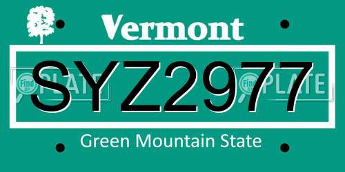 SYZ2977 Vermont License Plate