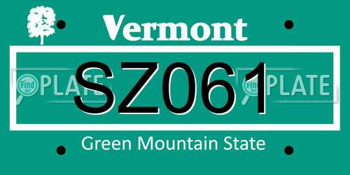 SZ061 Vermont License Plate
