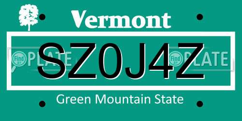 SZ0J4Z Vermont License Plate