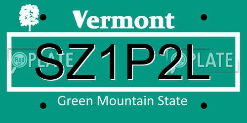 SZ1P2L Vermont License Plate