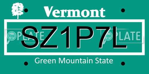 SZ1P7L Vermont License Plate