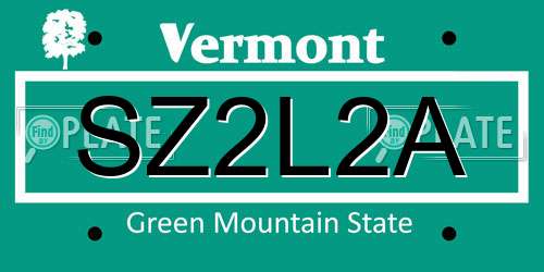 SZ2L2A Vermont License Plate