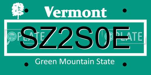 SZ2S0E Vermont License Plate