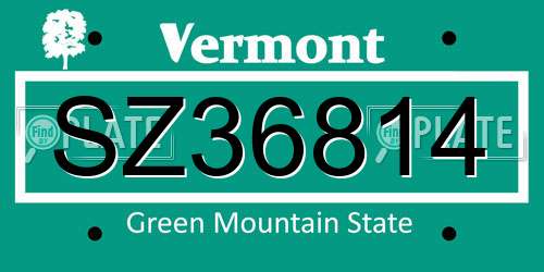 SZ36814 Vermont License Plate