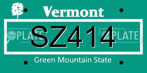 SZ414 Vermont License Plate