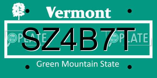 SZ4B7T Vermont License Plate