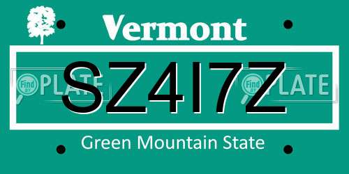 SZ4I7Z Vermont License Plate