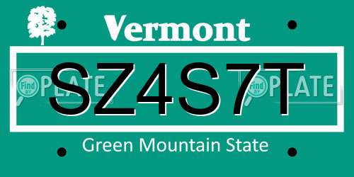 SZ4S7T Vermont License Plate