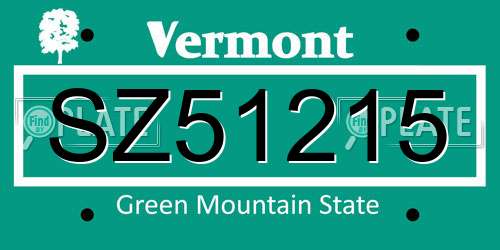 SZ51215 Vermont License Plate
