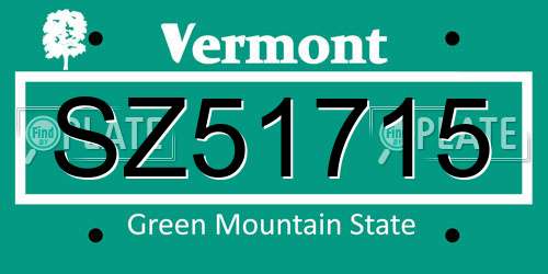 SZ51715 Vermont License Plate