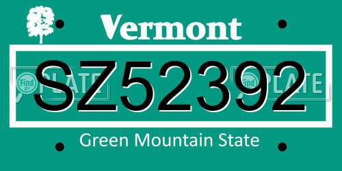 SZ52392 Vermont License Plate