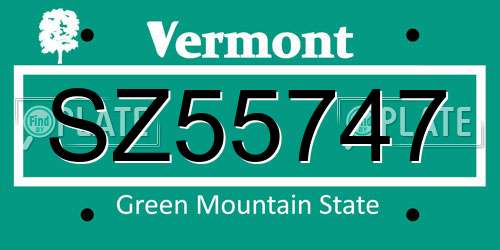 SZ55747 Vermont License Plate