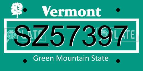SZ57397 Vermont License Plate