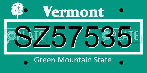 SZ57535 Vermont License Plate