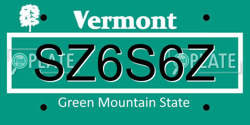 SZ6S6Z Vermont License Plate