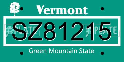 SZ81215 Vermont License Plate