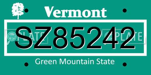 SZ85242 Vermont License Plate