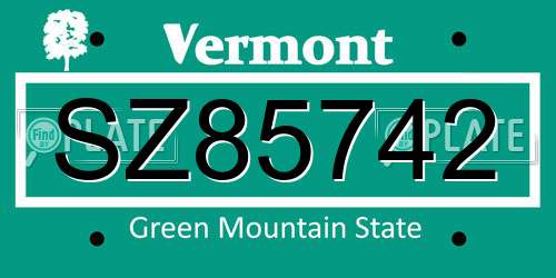 SZ85742 Vermont License Plate
