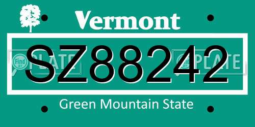 SZ88242 Vermont License Plate