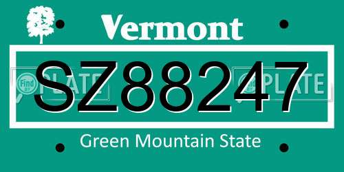 SZ88247 Vermont License Plate
