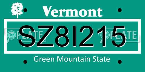 SZ8I215 Vermont License Plate