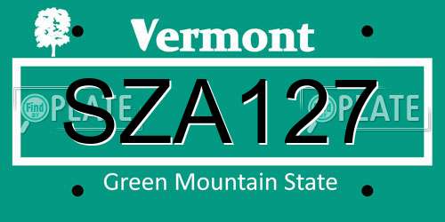 SZA127 Vermont License Plate