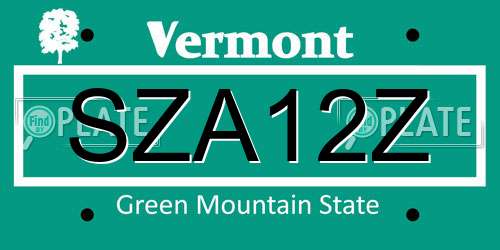 SZA12Z Vermont License Plate