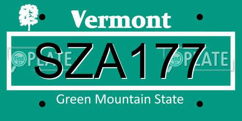 SZA177 Vermont License Plate