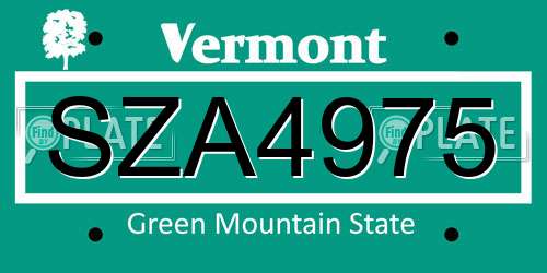 SZA4975 Vermont License Plate