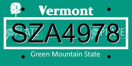 SZA4978 Vermont License Plate