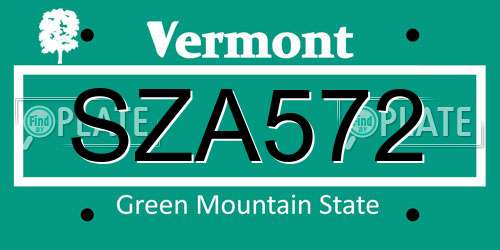 SZA572 Vermont License Plate