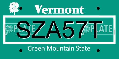 SZA57T Vermont License Plate
