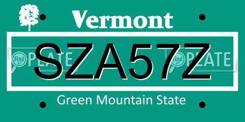 SZA57Z Vermont License Plate