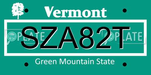 SZA82T Vermont License Plate