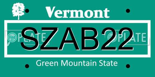 SZAB22 Vermont License Plate