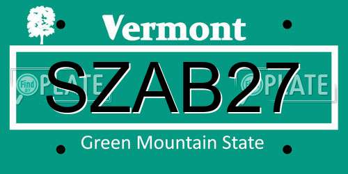 SZAB27 Vermont License Plate
