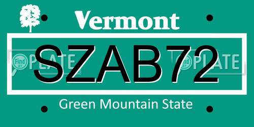 SZAB72 Vermont License Plate