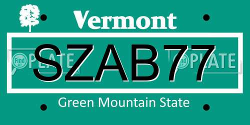 SZAB77 Vermont License Plate