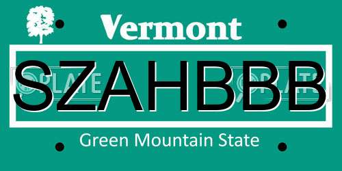 SZAHBBB Vermont License Plate
