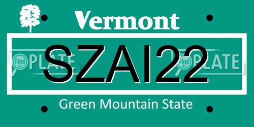 SZAI22 Vermont License Plate