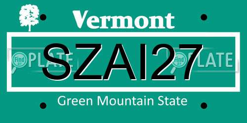 SZAI27 Vermont License Plate