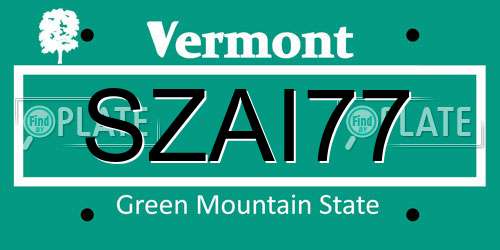 SZAI77 Vermont License Plate