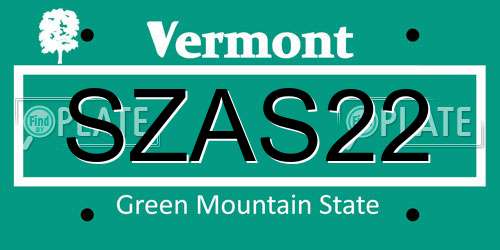 SZAS22 Vermont License Plate