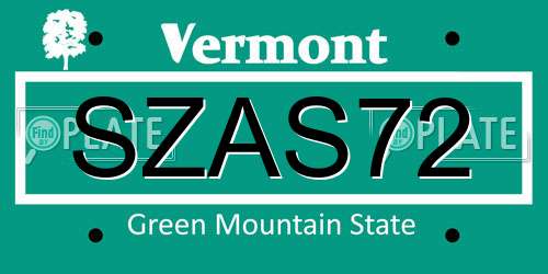 SZAS72 Vermont License Plate