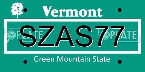 SZAS77 Vermont License Plate