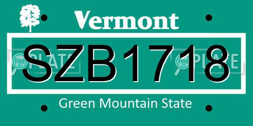 SZB1718 Vermont License Plate